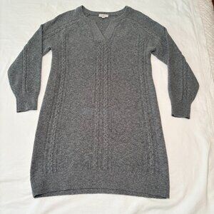 Loft Outlet Gray Cable Knit Sweater Dress Classic Preppy Cozy Grandma-Core S